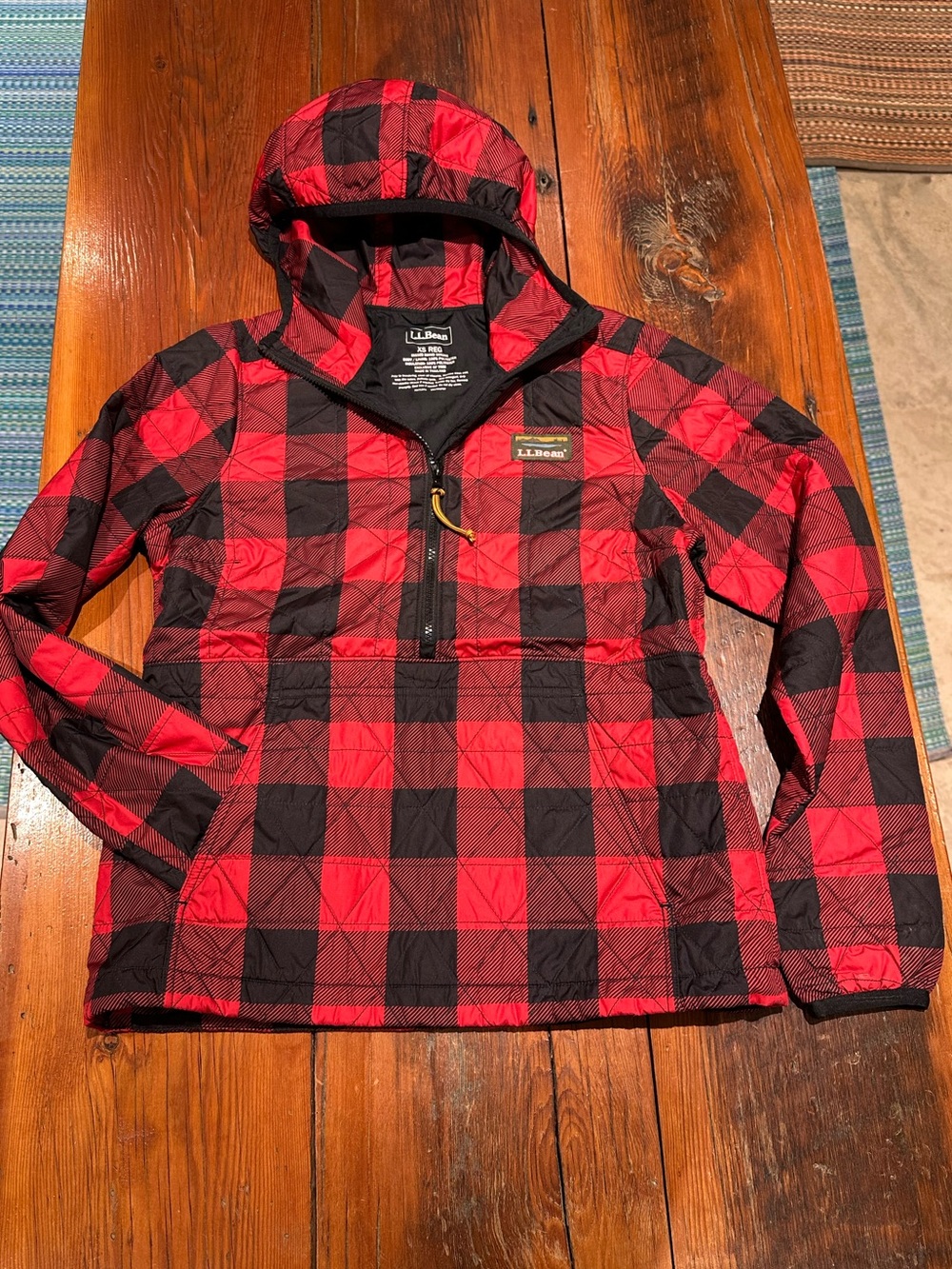 L.L. Bean Katahdin Pullover, Red & Black Plaid, Women's XS